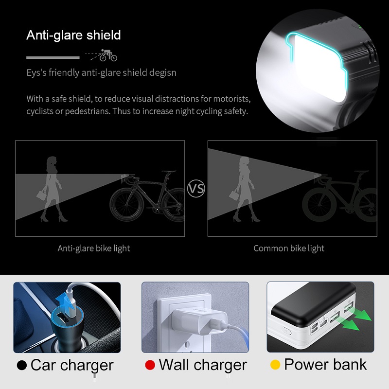 6-12 LEDs Bicycle Light Max 50 - Cycling Gear Charging Station ulasan dan harga