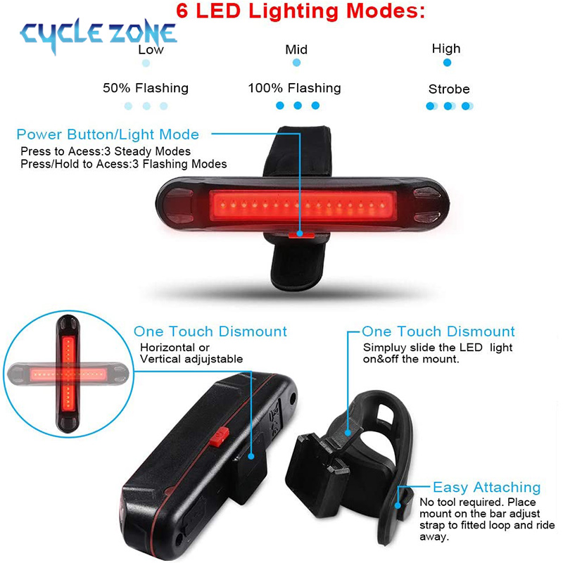 Bike Tail Light USB Rechargeab - Cycling Gear Charging Station ulasan dan harga